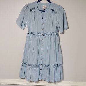 Light Blue Button-Up Dress